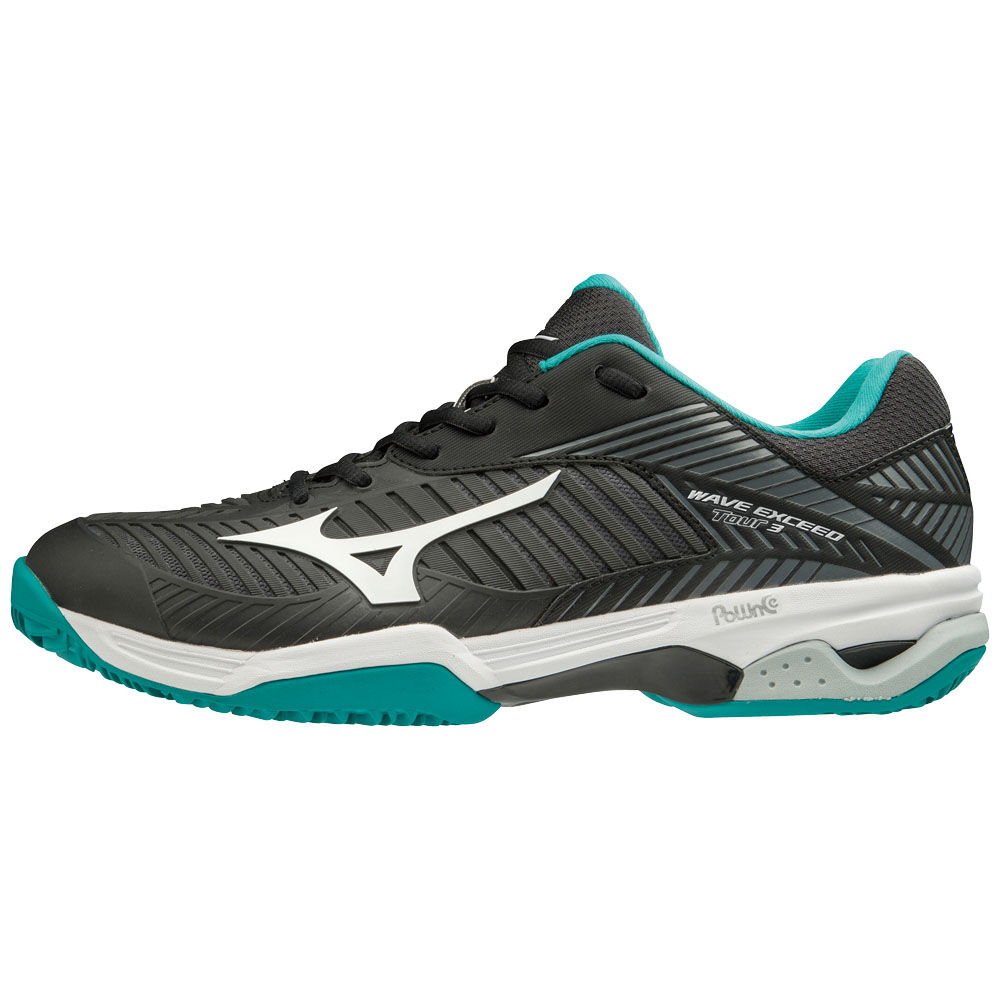 Mizuno WAVE EXCEED TOUR 3CC Férfi Teniszcipő Fekete/Fehér/Kék NVE718042